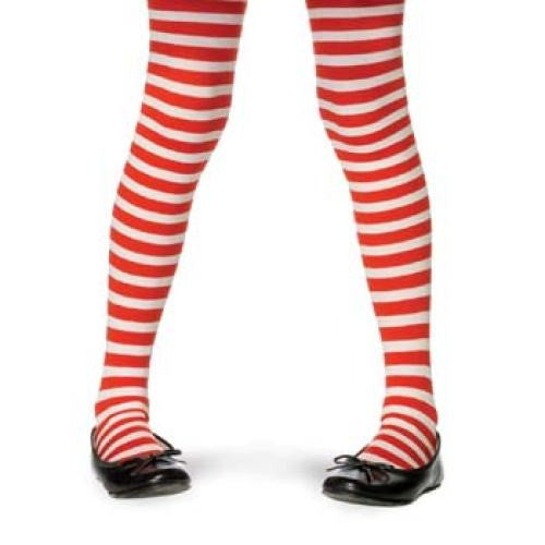Leg Avenue Women's Nylon Striped Tights, White/Red, One Size : Leg