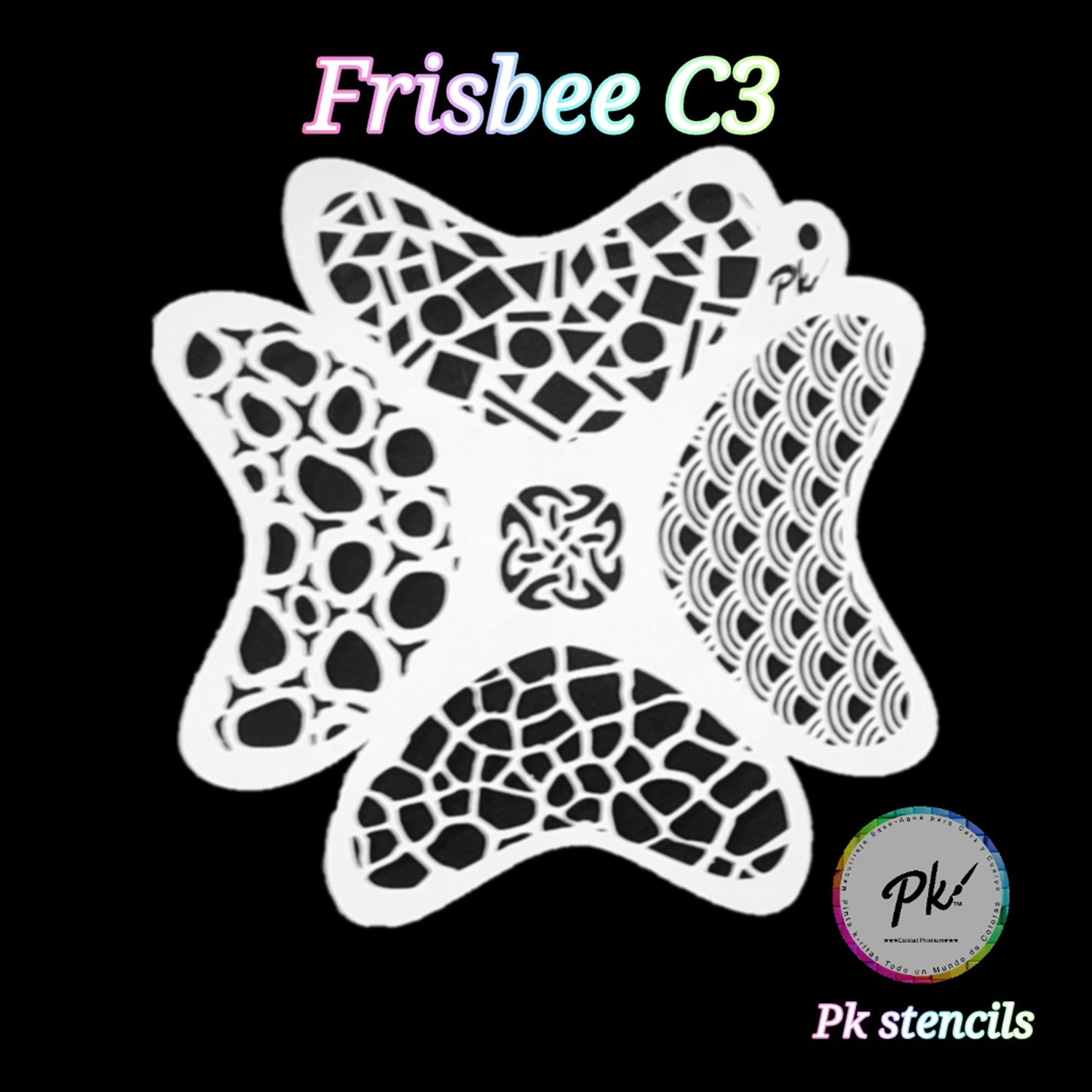 PK | FRISBEE Face Painting Stencil | New Mylar - Graffiti Textures - D3