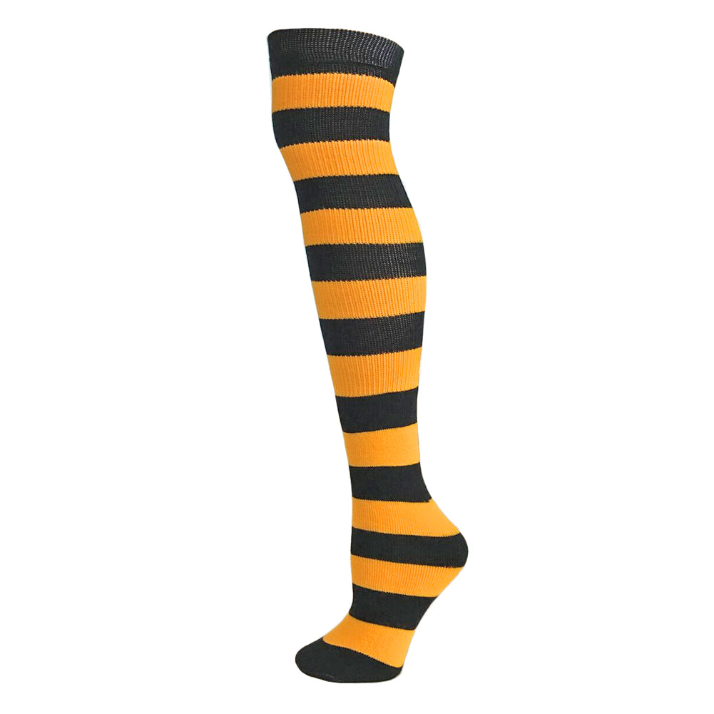 AJ's Striped Socks - Black & Gold