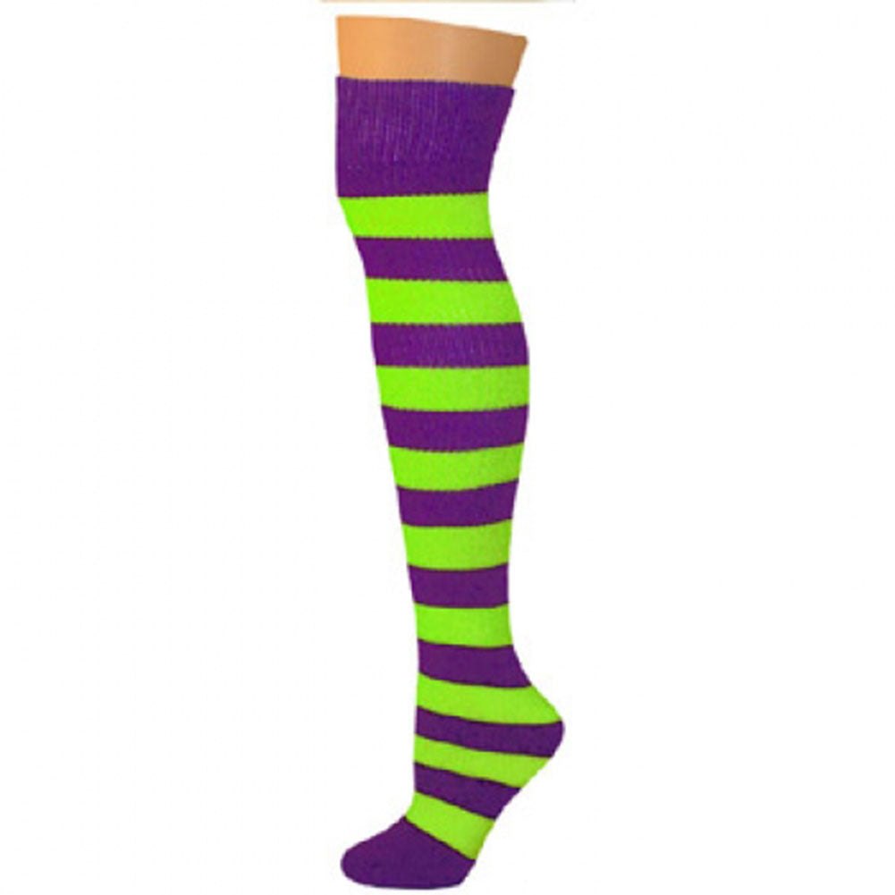 AJ's Striped Socks - Purple & Lime Green