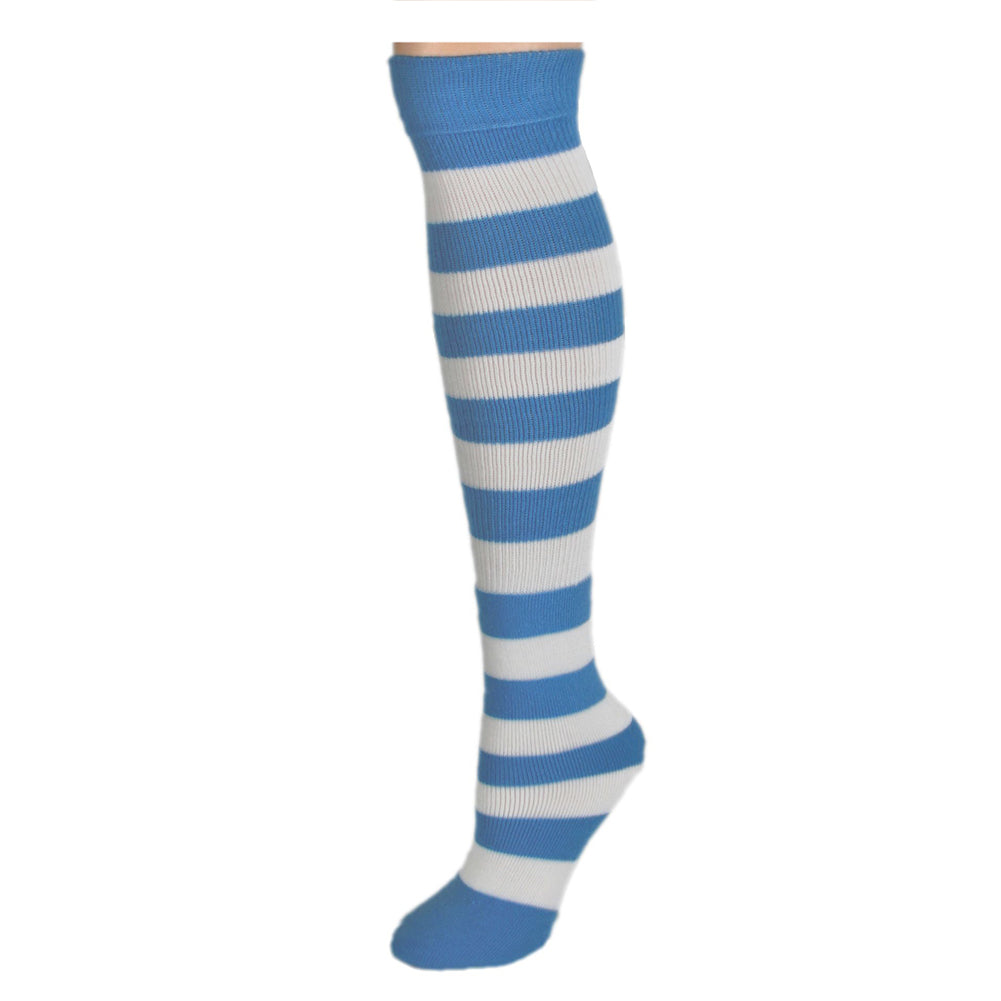 AJ's Striped Socks - Baby Blue & White