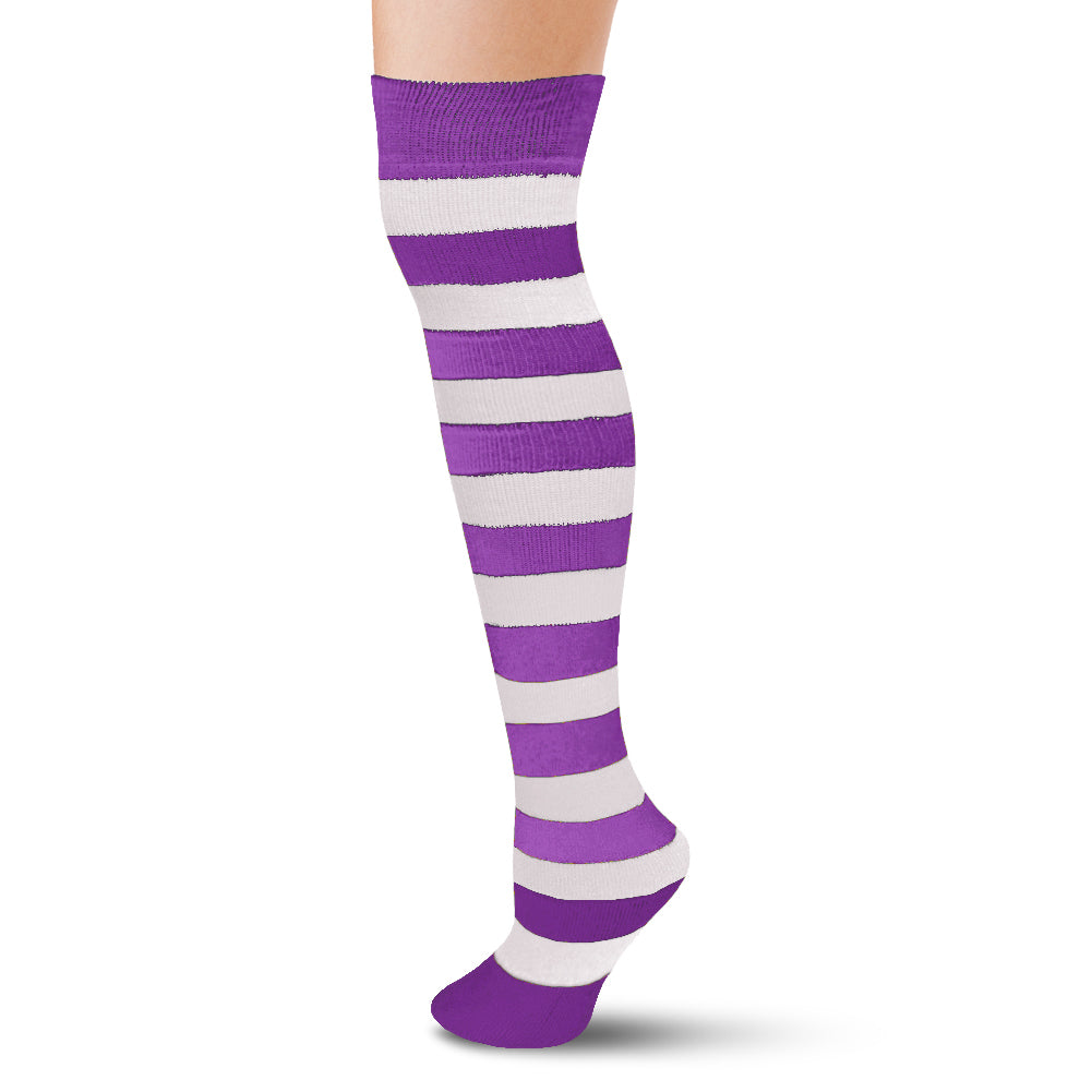 AJ's Striped Socks - Purple & White (27")