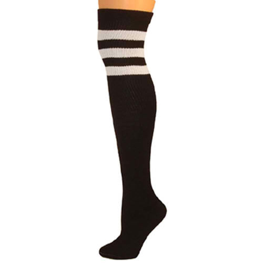 AJ's Top Striped Socks -  Black w/ White (29")