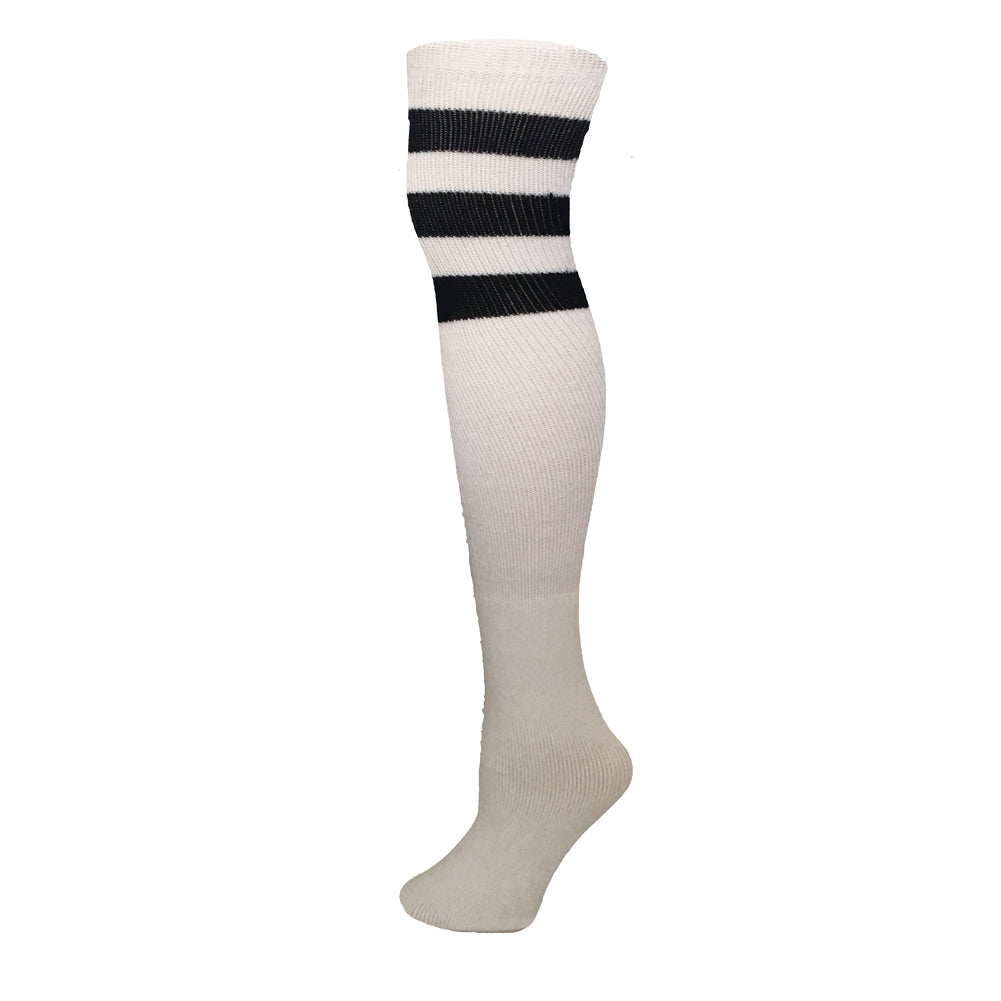 AJ's Top Striped Socks - White w/ Black (29")