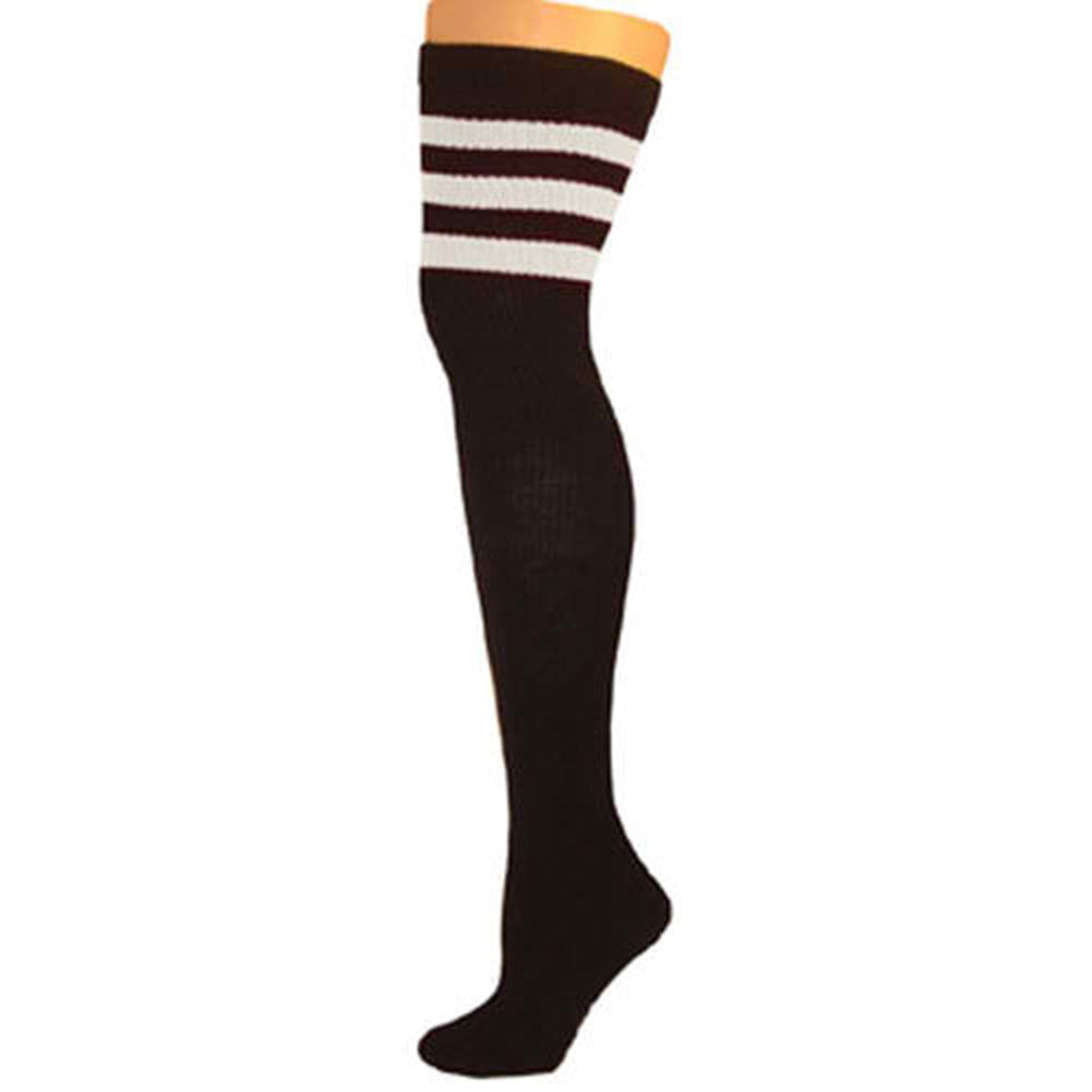 AJ's Top Striped Socks - Black w/ White (33")