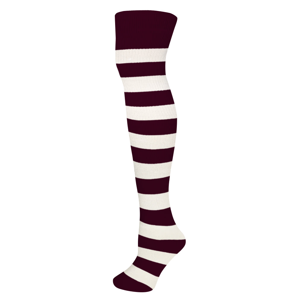 AJ's Striped Socks - Maroon & White (27")