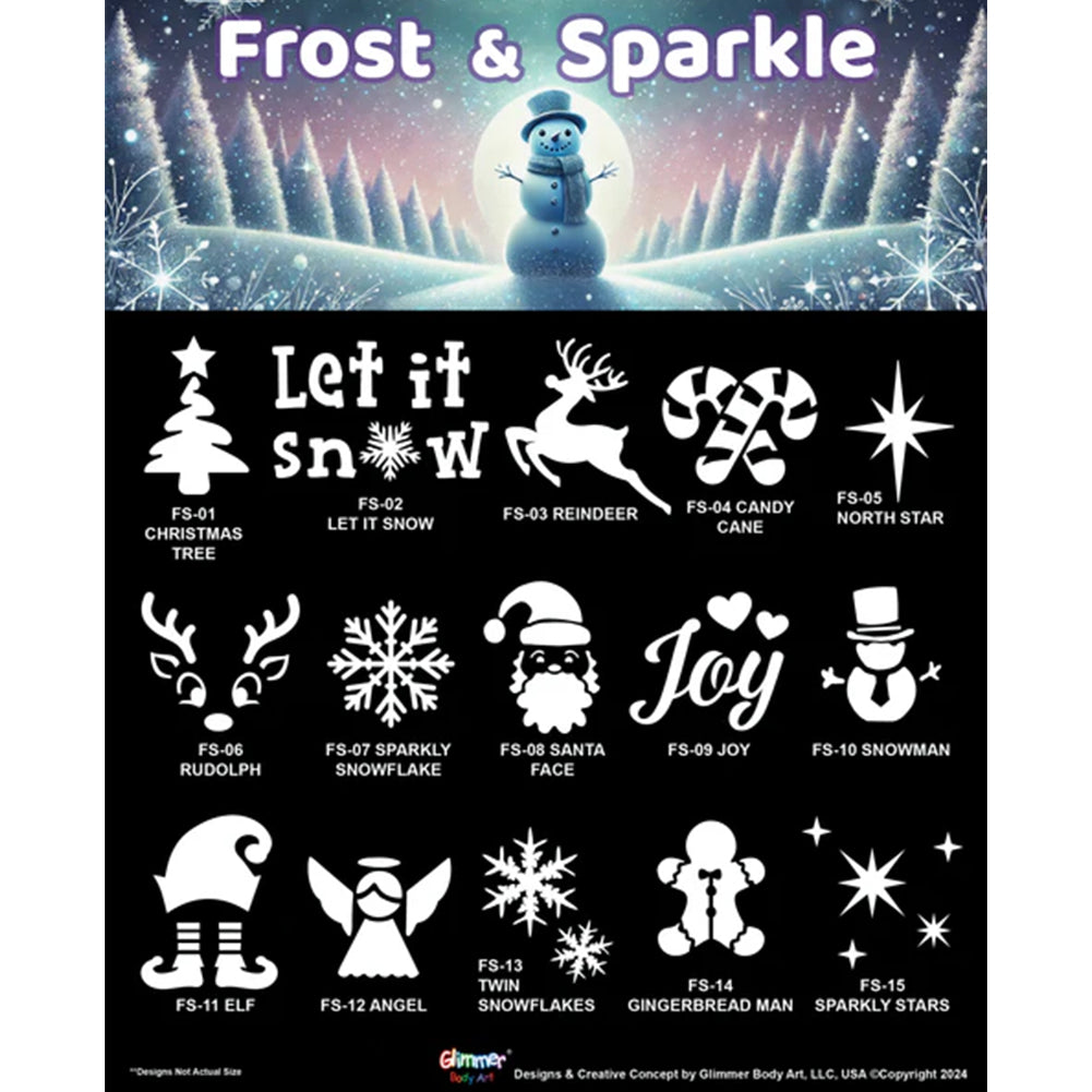 GBA Glimmer Tattoo Stencil Set with Poster - Frost & Sparkle (75pcs)