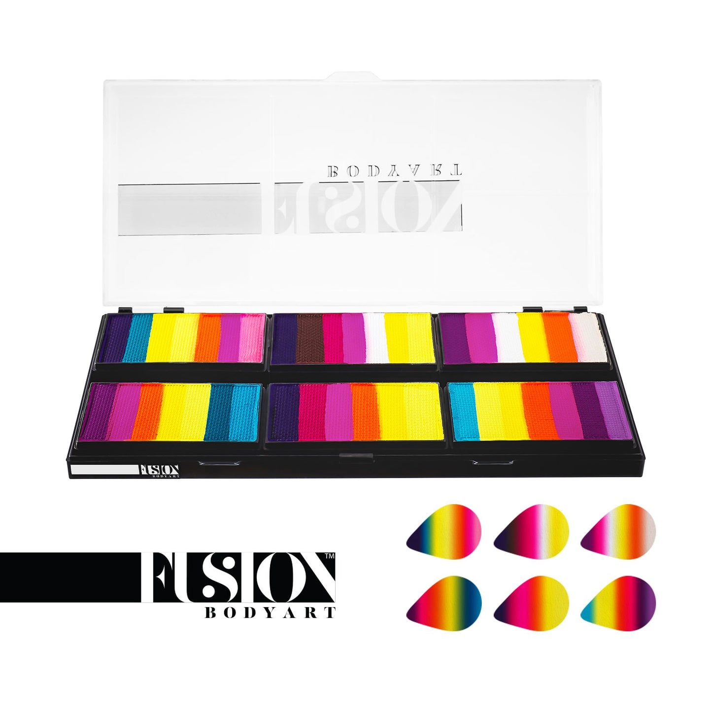 Fusion Body Art & FX Spectrum Palette - Leanne's Vivid Rainbow Petal Palette (Non Neon) - 6 Cakes/25 gm